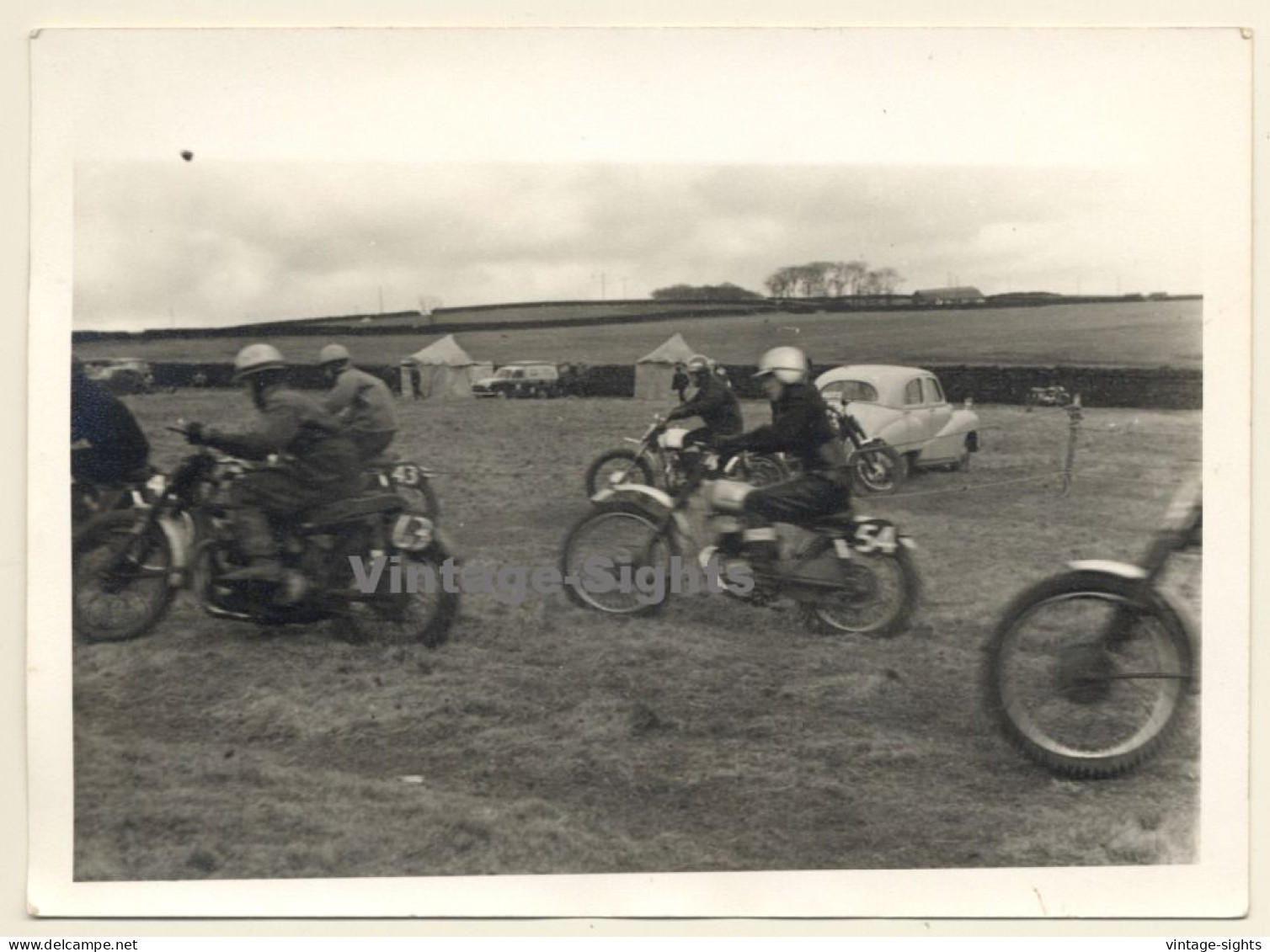 British Motocross Race N°63 N°43 N°54  / Scramble *25 (Vintage Photo UK ~1950s) - Automobili