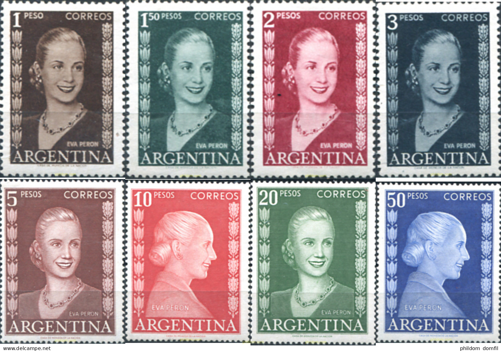 729378 HINGED ARGENTINA 1952 SERIE CORRIENTE. MARIA EVA DUARTE DE PERÓN - Nuevos