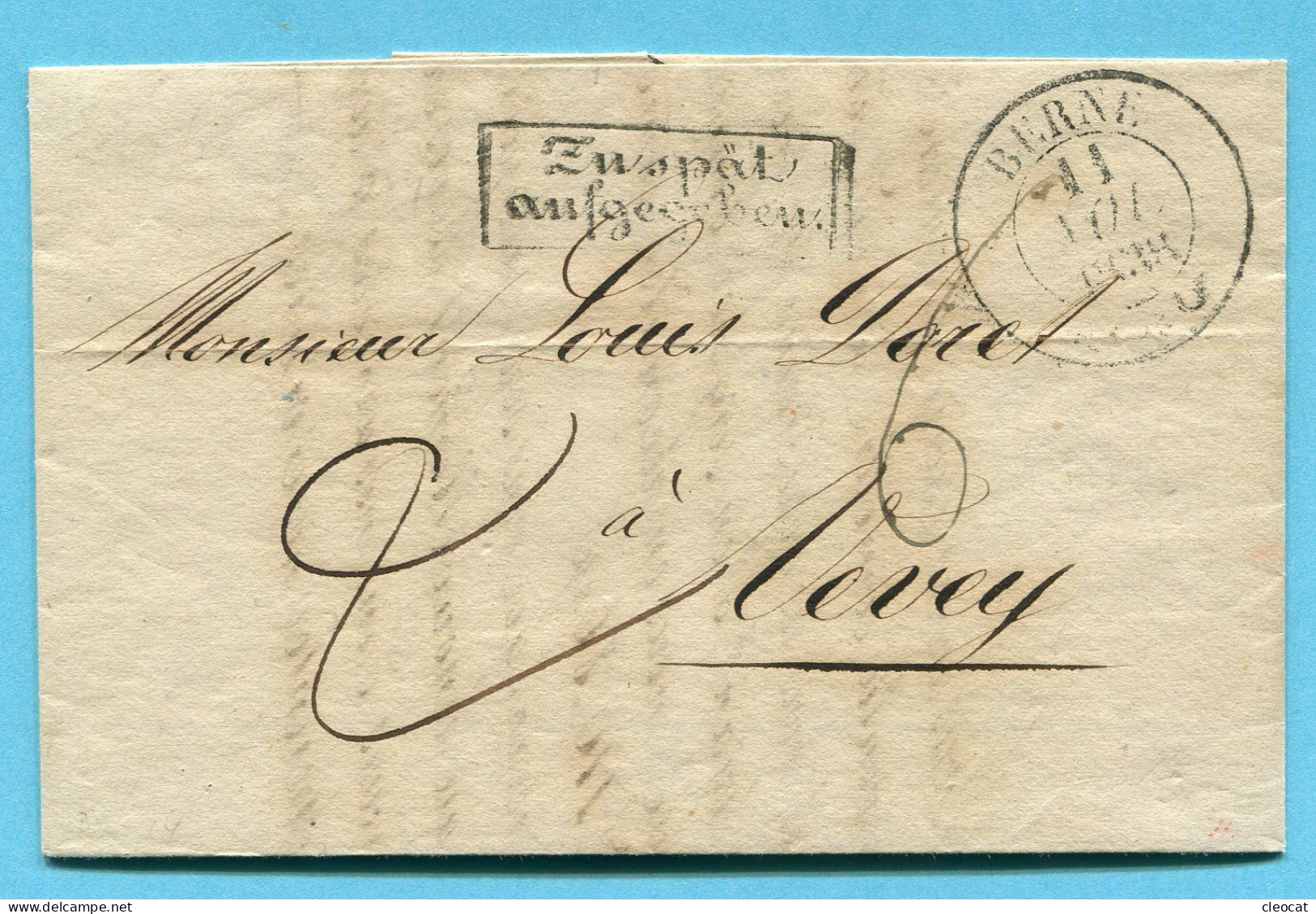 Faltbrief Von Bern Nach Vevey 1838 Mit Stempel Zu Spät Aufgegeben - ...-1845 Prephilately