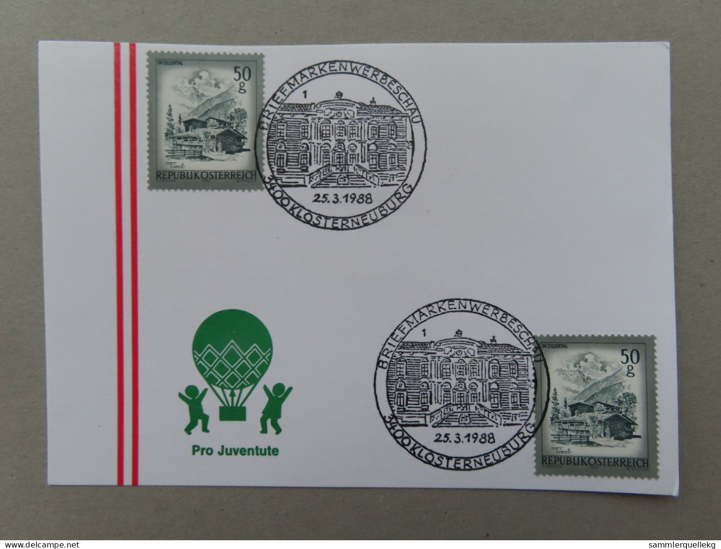 Österreich Pro Juventute - Mit Sonderstempel 25. 3. 1988 Klosterneuburg, Briefmarkenwerbeschau (Nr.524) - Autres & Non Classés