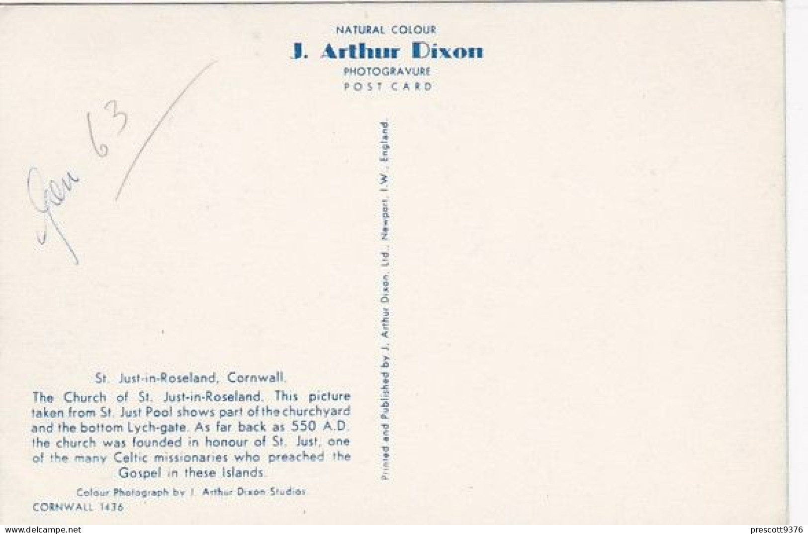 Church Of  St Just In Roseland  - Cornwall - Unused Postcard - Arthur Dixon - Cor5 - Other & Unclassified