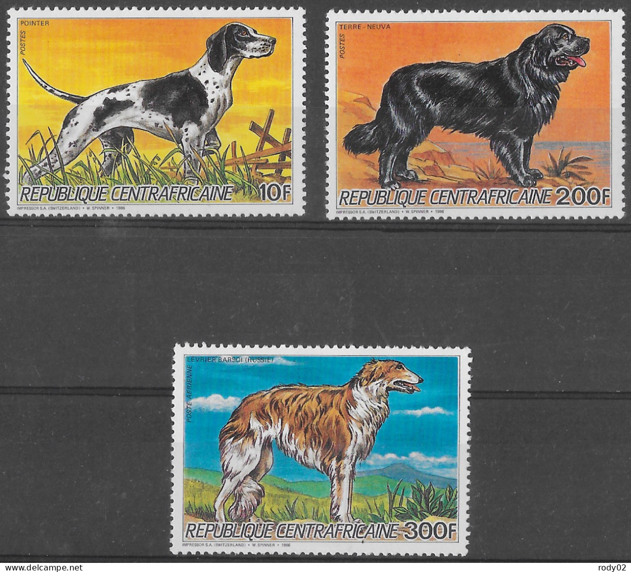 CENTRAFRIQUE - CHIENS - N° 739, 741 ET PA 348 - NEUF** MNH - Honden