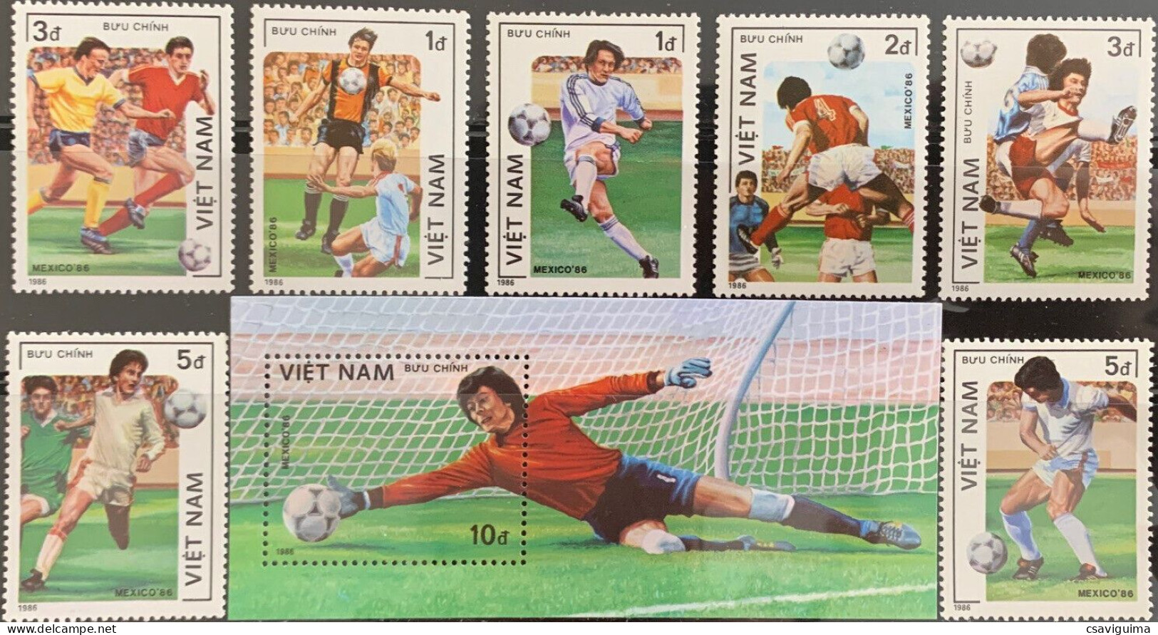 Vietnam - 1986 - World Cup: Mexico - Yv 670/76 + Bf 28 - 1986 – Mexico