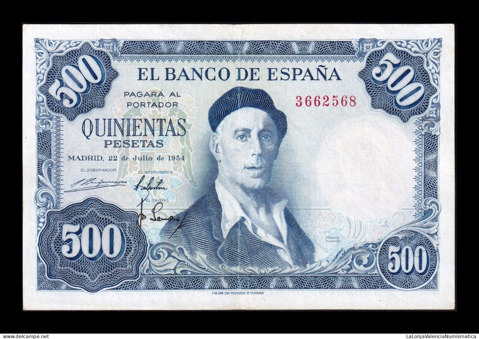 España Spain 500 Pesetas Ignacio Zuloaga 1954 Pick 148 Sin Serie Mbc+ Vf+ - 500 Peseten