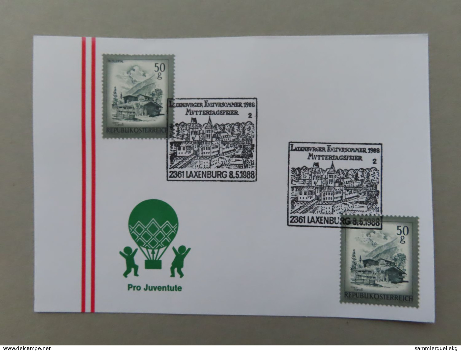 Österreich Pro Juventute - Mit Sonderstempel 8. 5. 1988 Laxenburg, Laxenburger Kultursommer 1988 (Nr.525) - Autres & Non Classés