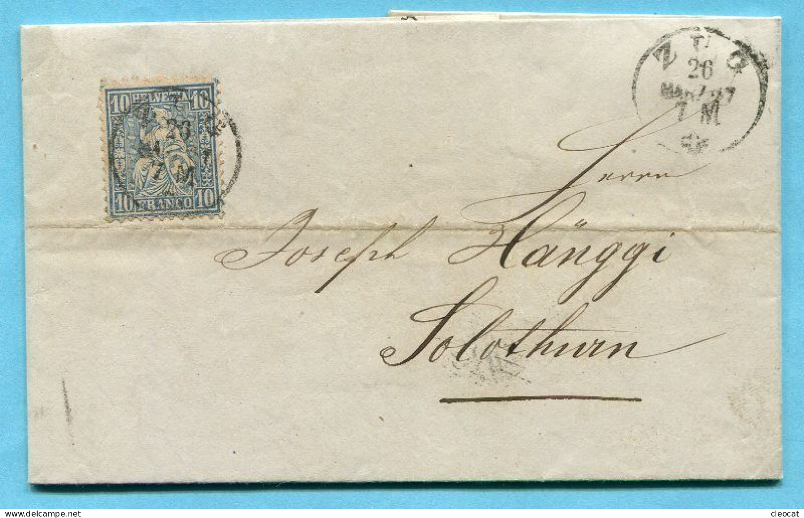 Faltbrief Von Zug Nach Solothurn 1867 - Briefe U. Dokumente