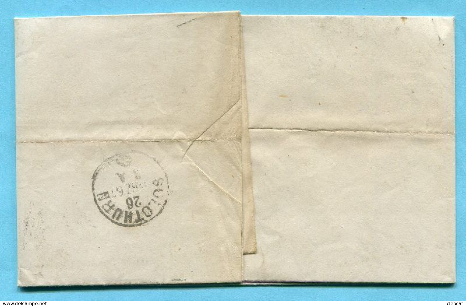 Faltbrief Von Zug Nach Solothurn 1867 - Storia Postale