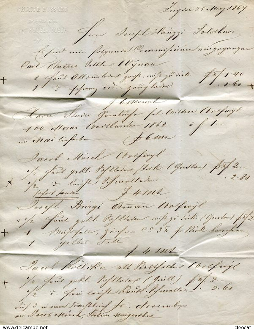 Faltbrief Von Zug Nach Solothurn 1867 - Brieven En Documenten