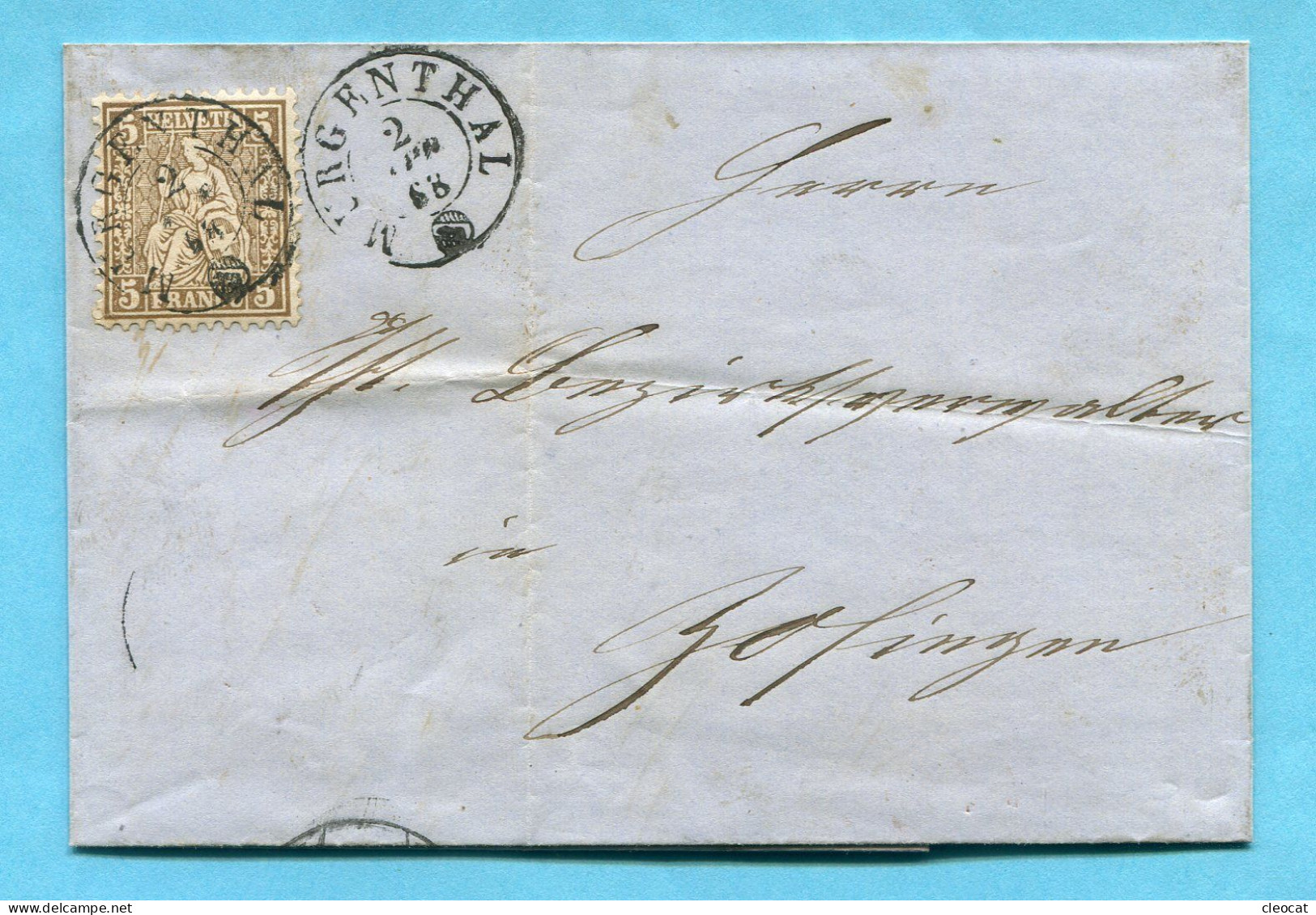 Faltbrief Von Murgenthal Nach Zofingen 1868 - Storia Postale