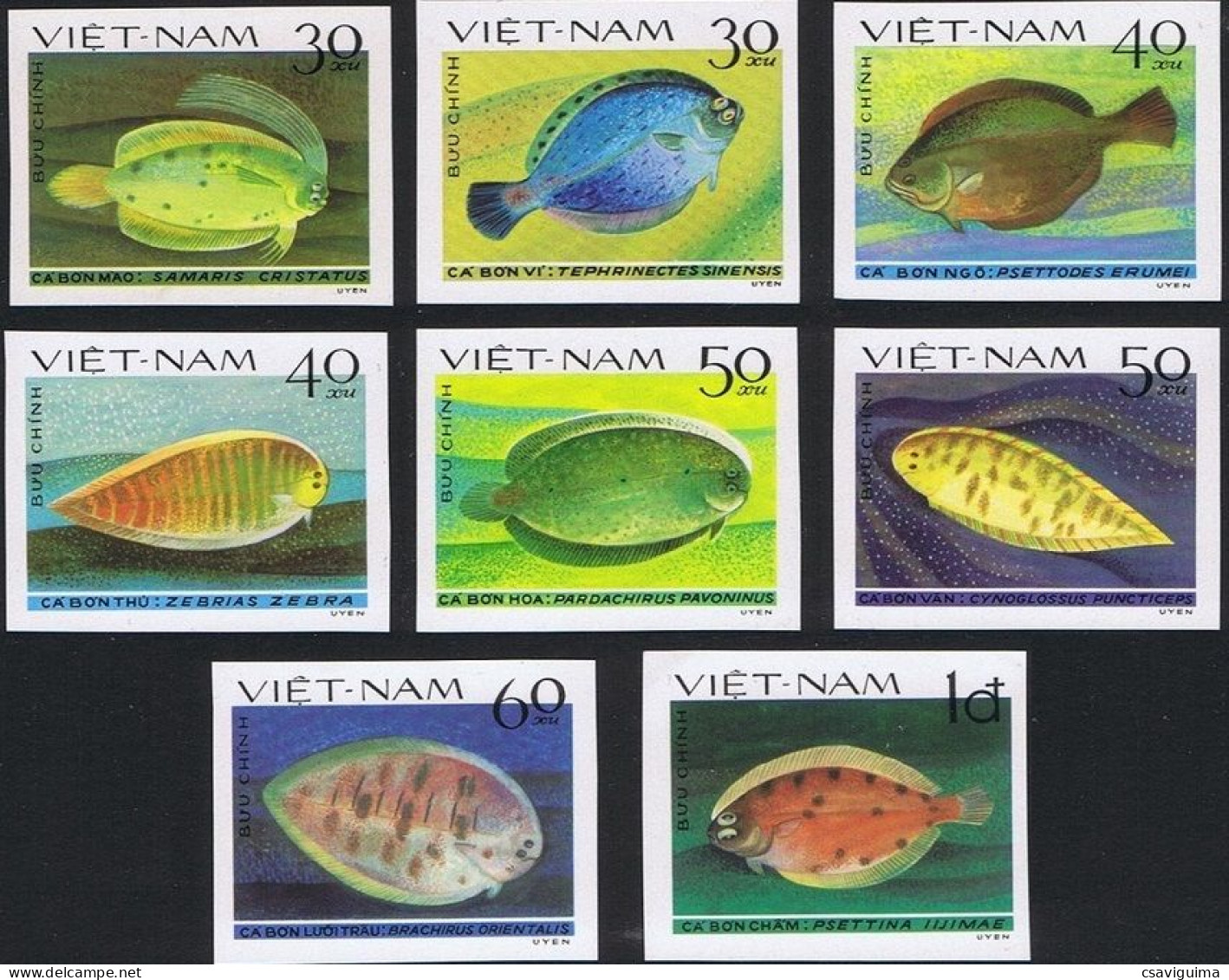 Vietnam - 1982 - Fishes ( Imperf Stamps) - Yv 373/80 - Pesci