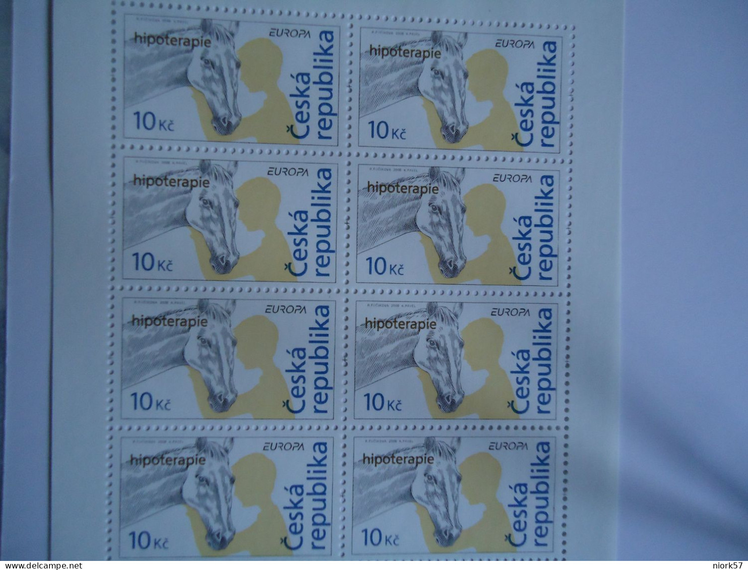 CZECH REPUBLIC MNH  SHEET BLOCK OF 10 EUROPA ANIMALS HORSES - Caballos