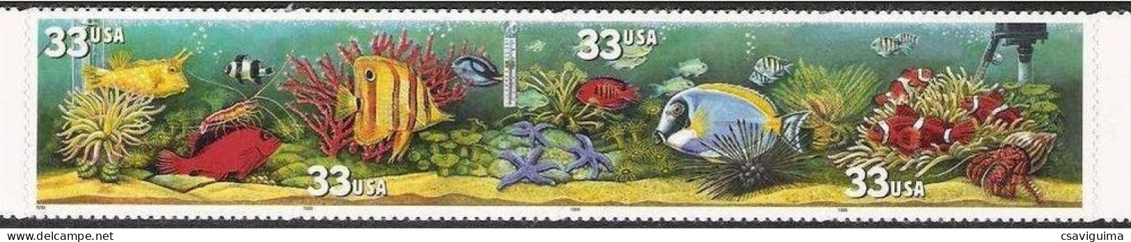 United States (USA) - 1999 - Fish - Yv 2908/11 - Pesci