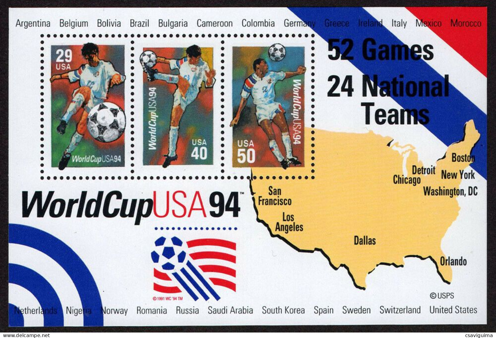 United States (USA) - 1994 - World Cup 94 - Yv Bf 29 - 1994 – USA