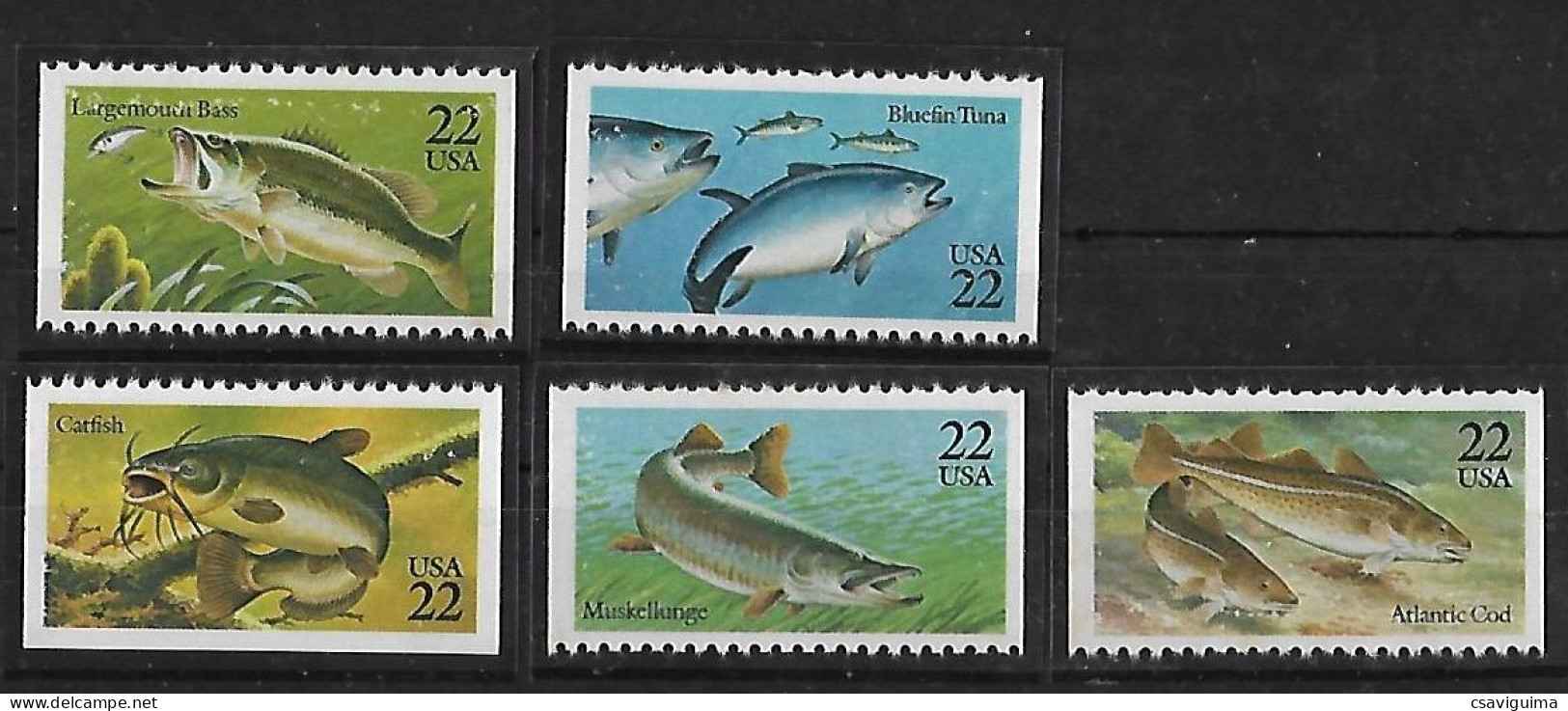 United States (USA) - 1986 - Fish - Yv 1622/26 - Pesci
