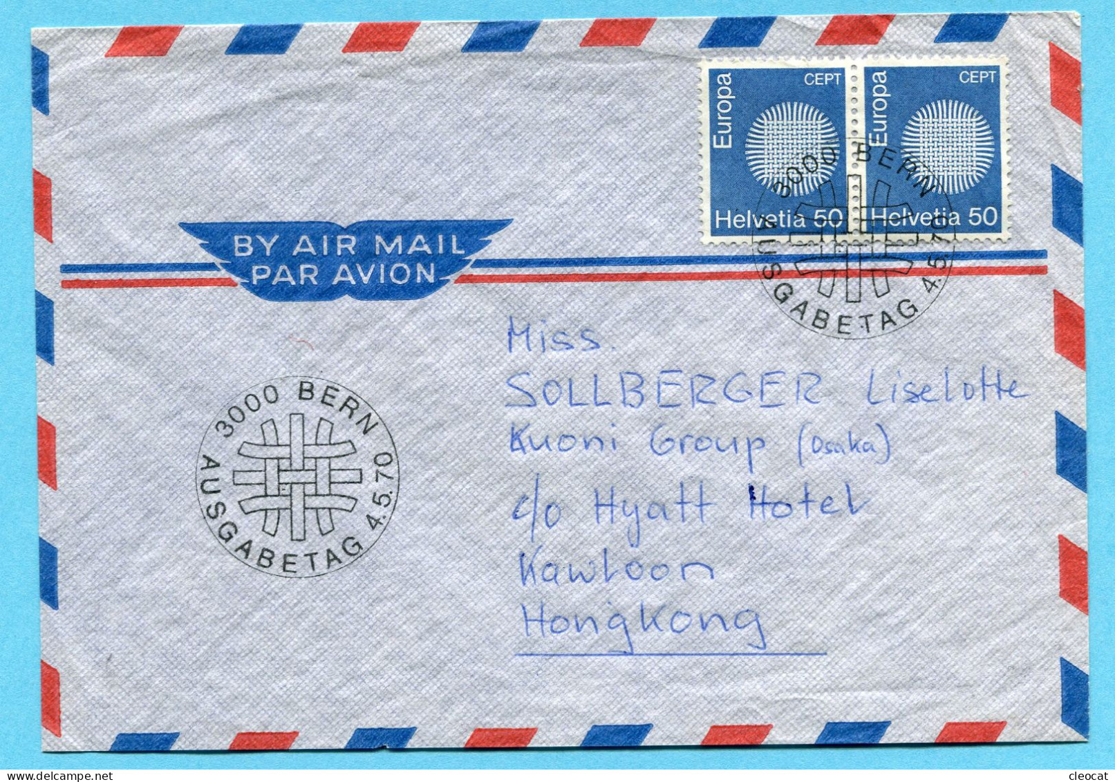 FDC Von Bern Nach Kowloon - Hongkong 1970 - Brieven En Documenten