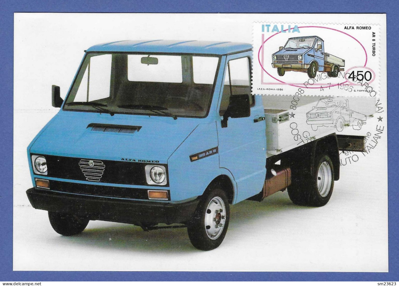 ITALIEN / Italia 1986 , ALFA ROMEO - Maximum Card - Automobilistiche Italiane 4.7.1986 - Maximumkaarten