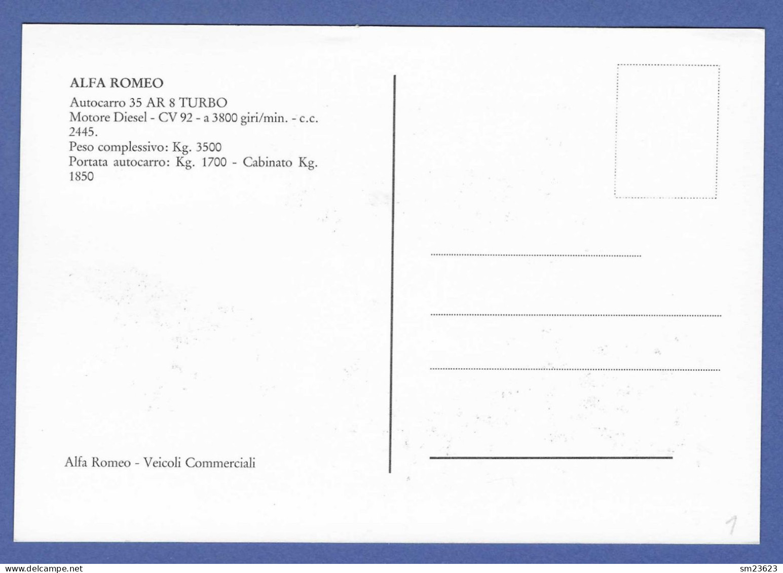 ITALIEN / Italia 1986 , ALFA ROMEO - Maximum Card - Automobilistiche Italiane 4.7.1986 - Maximumkarten (MC)