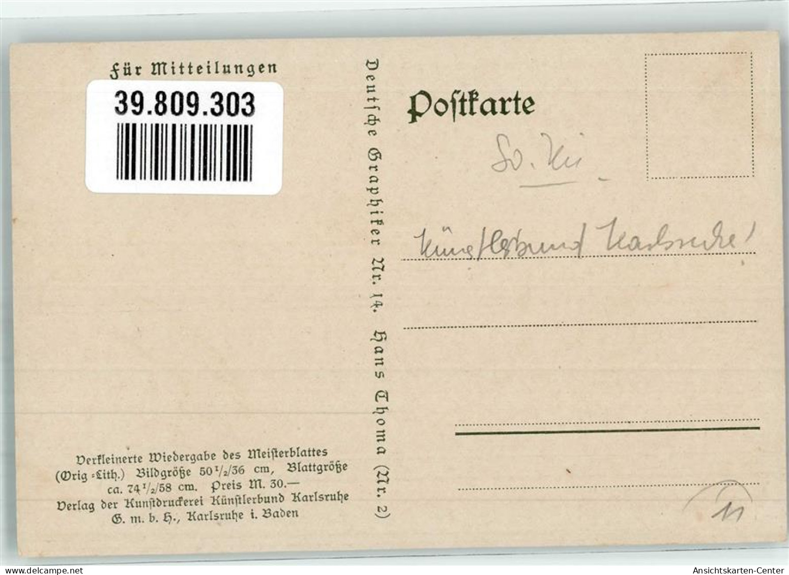 39809303 - Feierabend Deutsche Graphieker Nr. 14 Verlag Kuenstlerbund Karlsruhe - Thoma, Hans