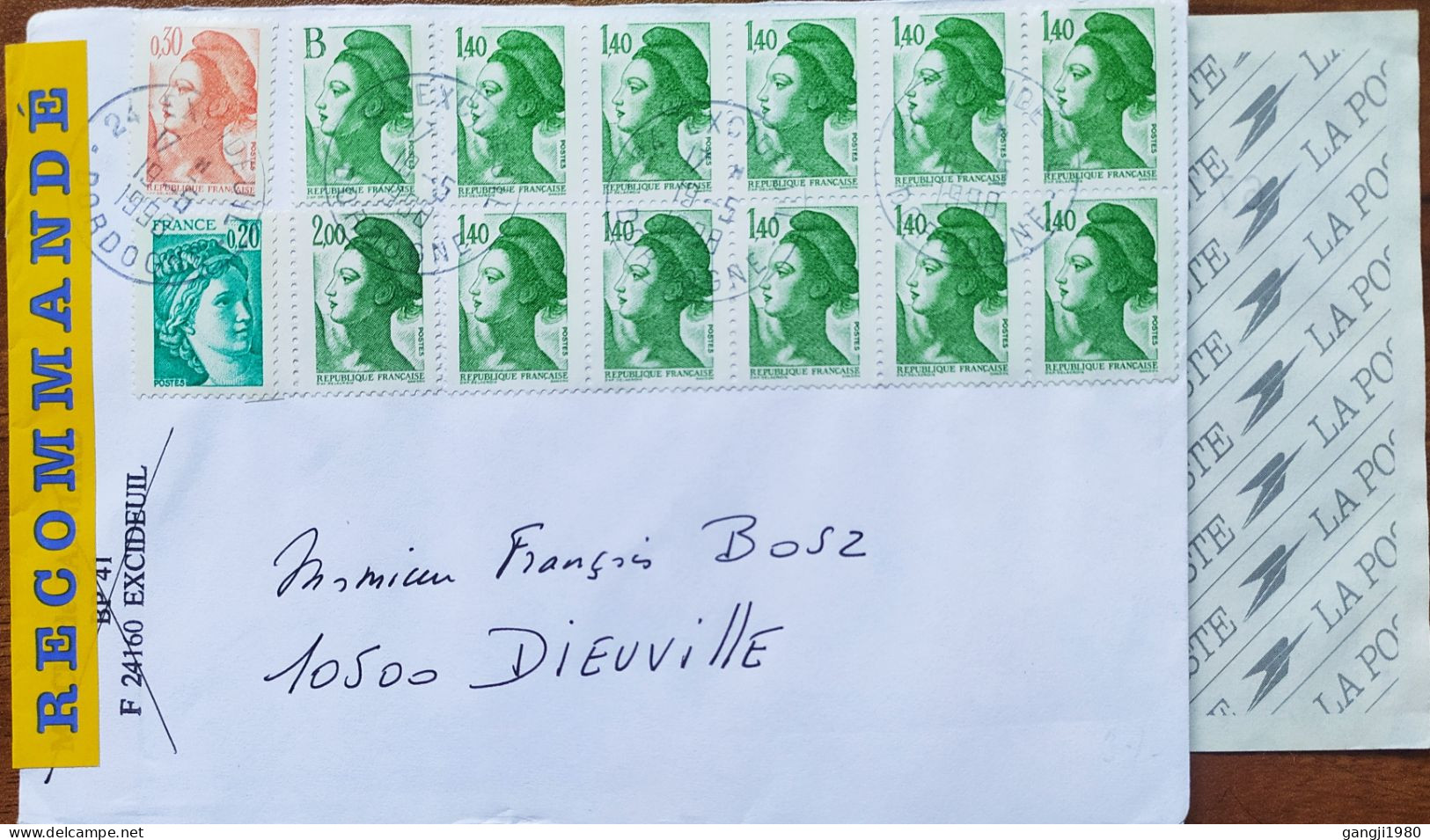 FRANCE 1998, REGISTER COVER USED, MULTI QUEEN 14 STAMP,  DEAUVILLE & EXCIDEULL CITY CANAL, - Briefe U. Dokumente