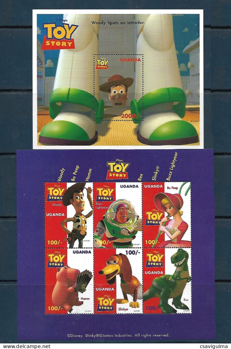 Uganda (Ouganda) - 1997 - Disney: Toy Story - Yv 1493/98 + Bf 260 - Disney