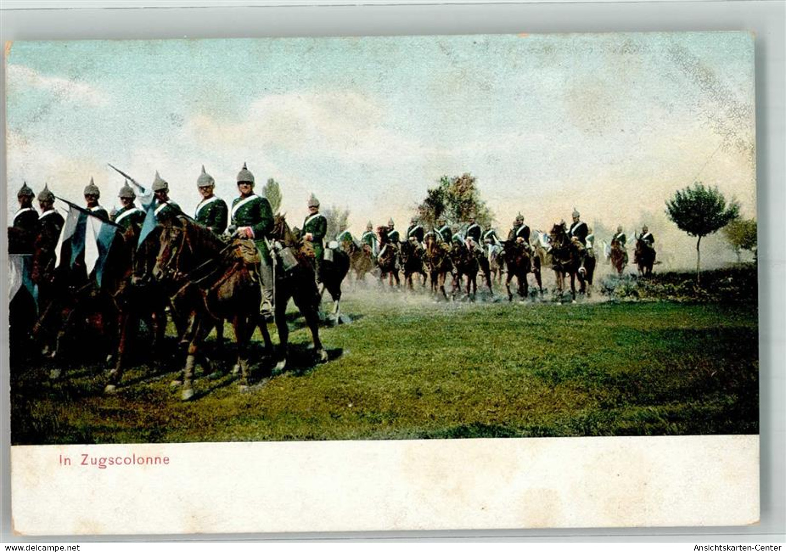 39804003 - Bayerische Dragoner Mit Pickelhaube Uniform Und Blau-Weissen Wimpeln Zu Pferde - Guerre 1914-18