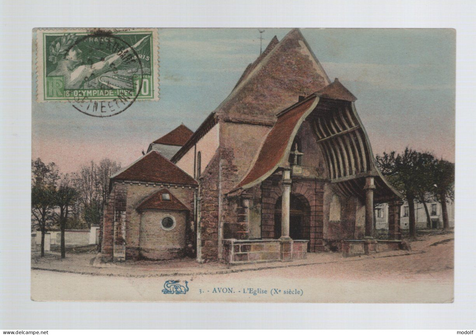 CPA - 77 - Avon - L'Eglise - Colorisée - Circulée En 1924 - Avon