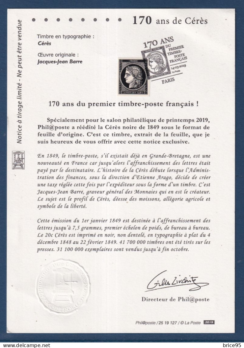 France - Document Philatélique - FDC - 170 Ans De Cérès - 2019 - Elvis Presley