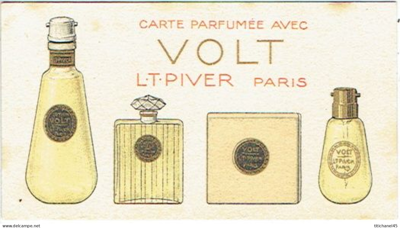 Carte Parfum VOLT De L.T. PIVER - Calendrier De 1925 Au Verso - Profumeria Antica (fino Al 1960)