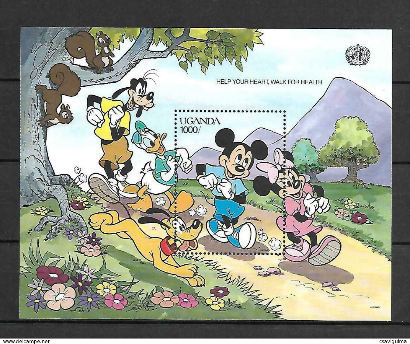 Uganda (Ouganda) - 1990 - Disney: Mickey "Help Your Healt"- Yv Bf 120 - Disney