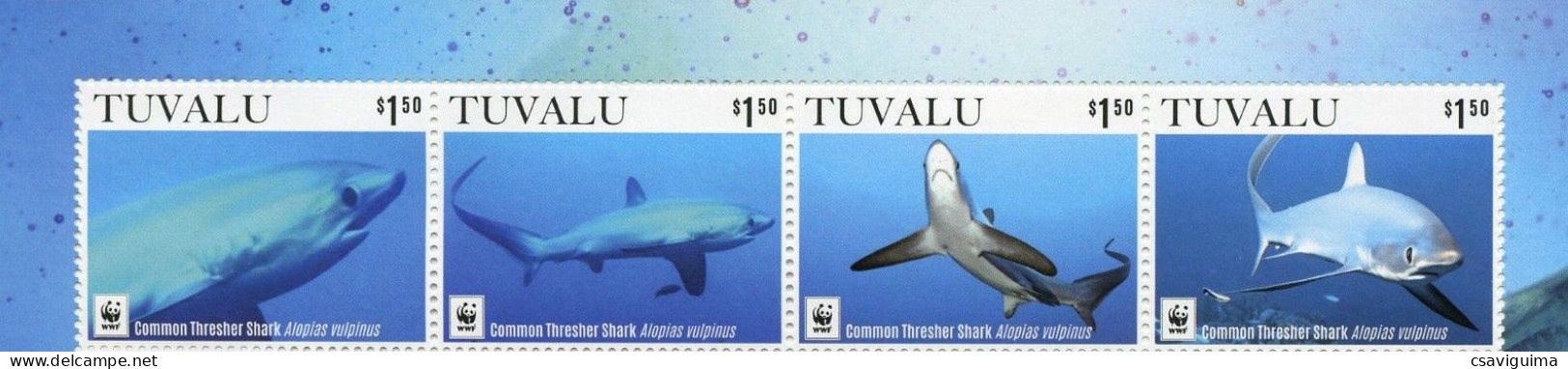 Tuvalu - 2016 - Common Thresher Shark - Yv 1883/86 - Pesci