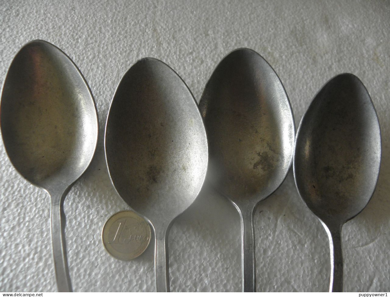 4 Cuillères A Soupe En Aluminium Xix Eme - Spoons