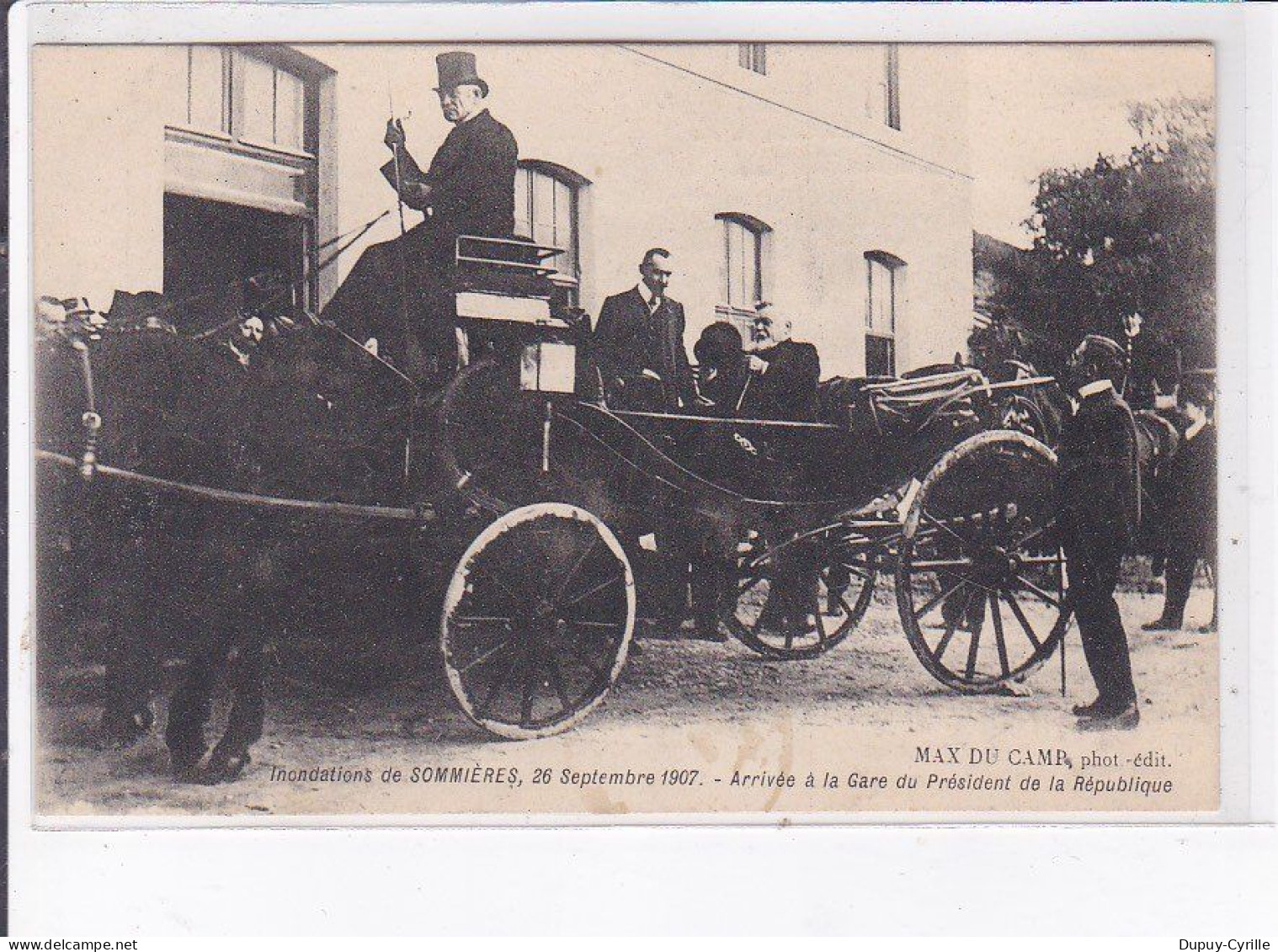 SOMMIERES: Inondation 1907, Arrivée à La Gare Du Président De La République - Très Bon état - Sommières