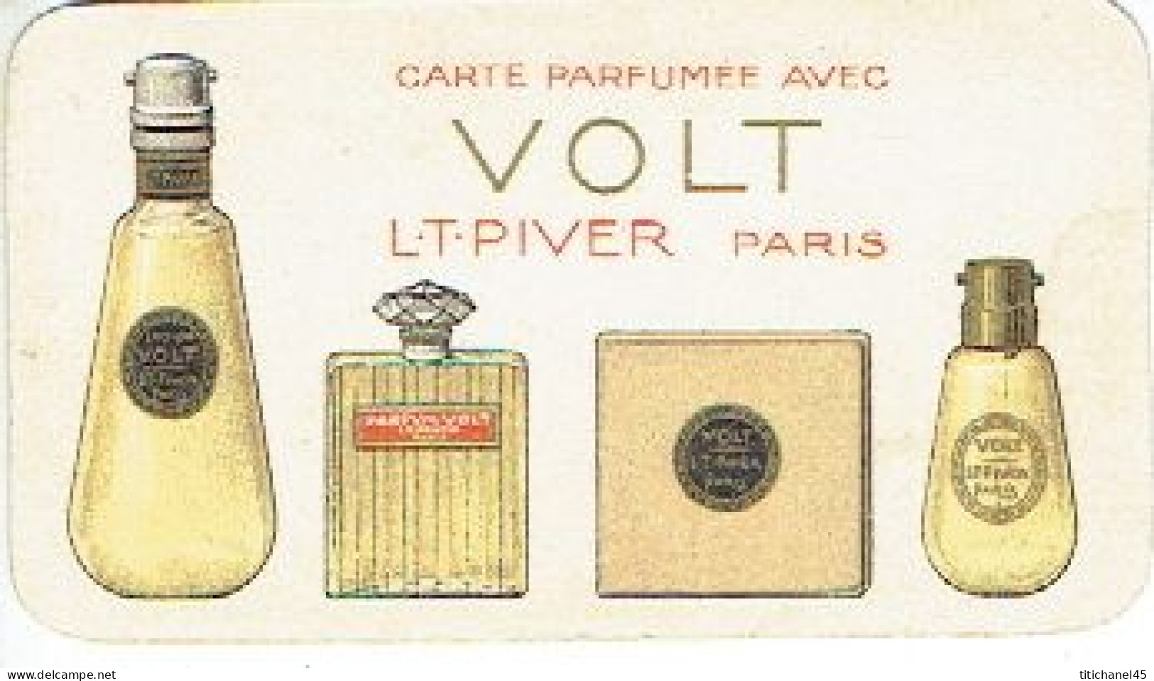 Peu Courante Carte Avec Variante (étiquette Rouge Sur Flacon) Parfum VOLT De L.T. PIVER - Calendrier De 1924 Au Verso - Vintage (until 1960)