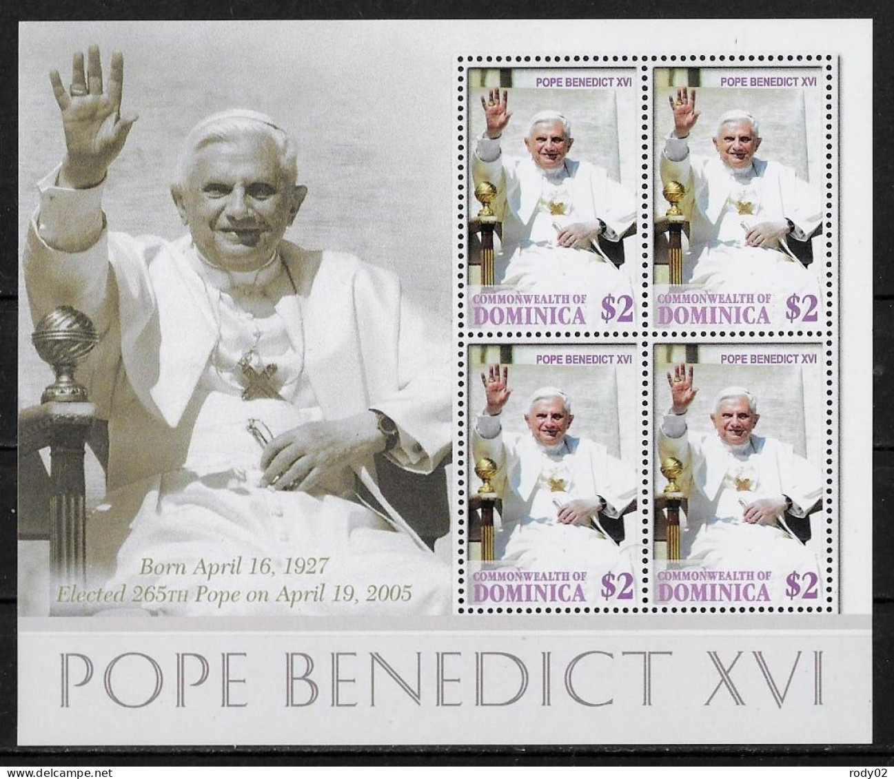 DOMINIQUE - PAPE BENOIT XVI - FEUILLET N° 3196 - NEUF** MNH - Papi