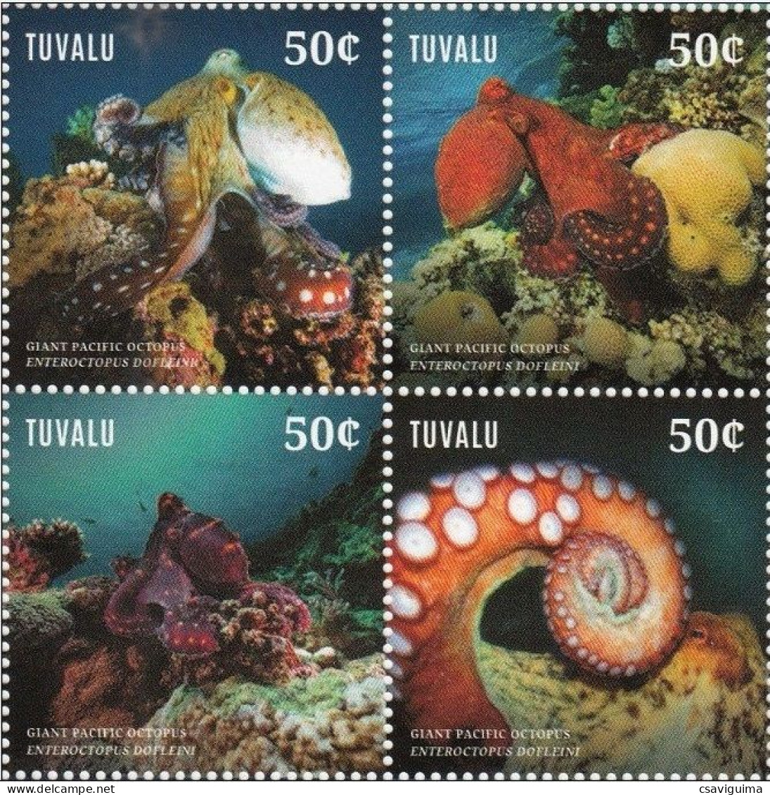 Tuvalu - 2014 - Octopus - Yv 1748A/D - Vita Acquatica