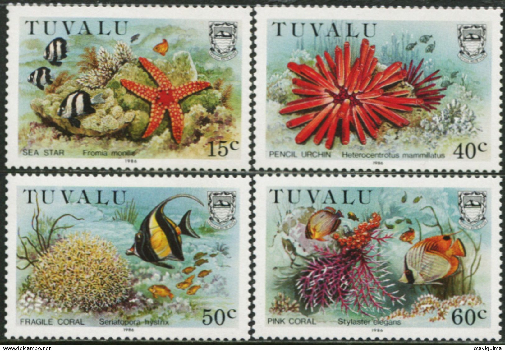 Tuvalu - 1986 - Fish - Yv 400/403 - Pesci