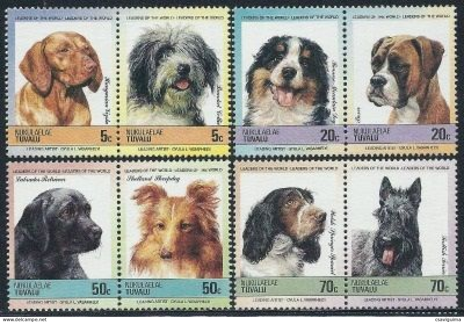 Tuvalu - 1985 - Dogs - Mi 33/40 - Dogs