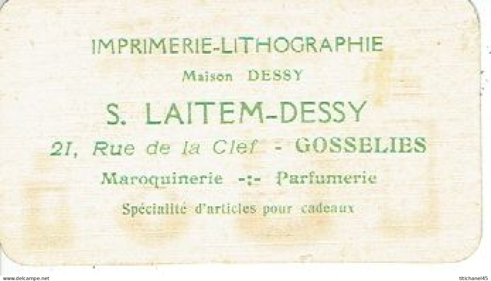 Carte Parfum POMPEÏA De L.T. PIVER - Carte Offerte Par S. LAITEM-DESSY Imprimerie à GOSSELIES - Antiquariat (bis 1960)