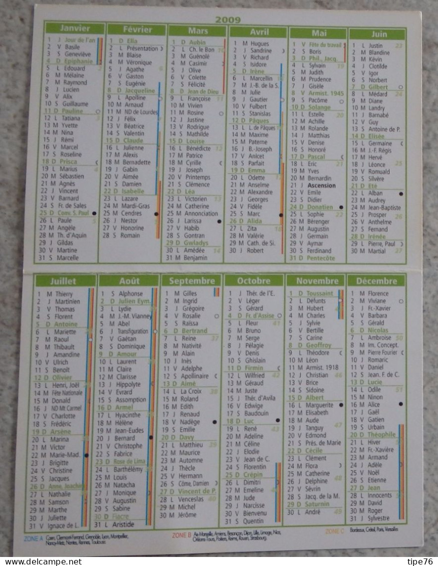 Petit Calendrier De Poche 2009 Pot  épices Pharmacie Saint Etienne Loire - Petit Format : 2001-...