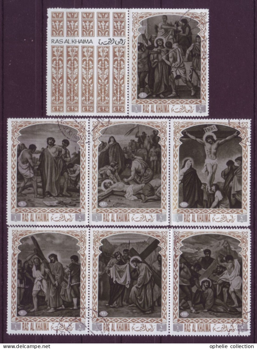 Asie - Ras-el-Khaima - Chemin De Croix - 7 Timbres Différents - 7019 - Ra's Al-Chaima