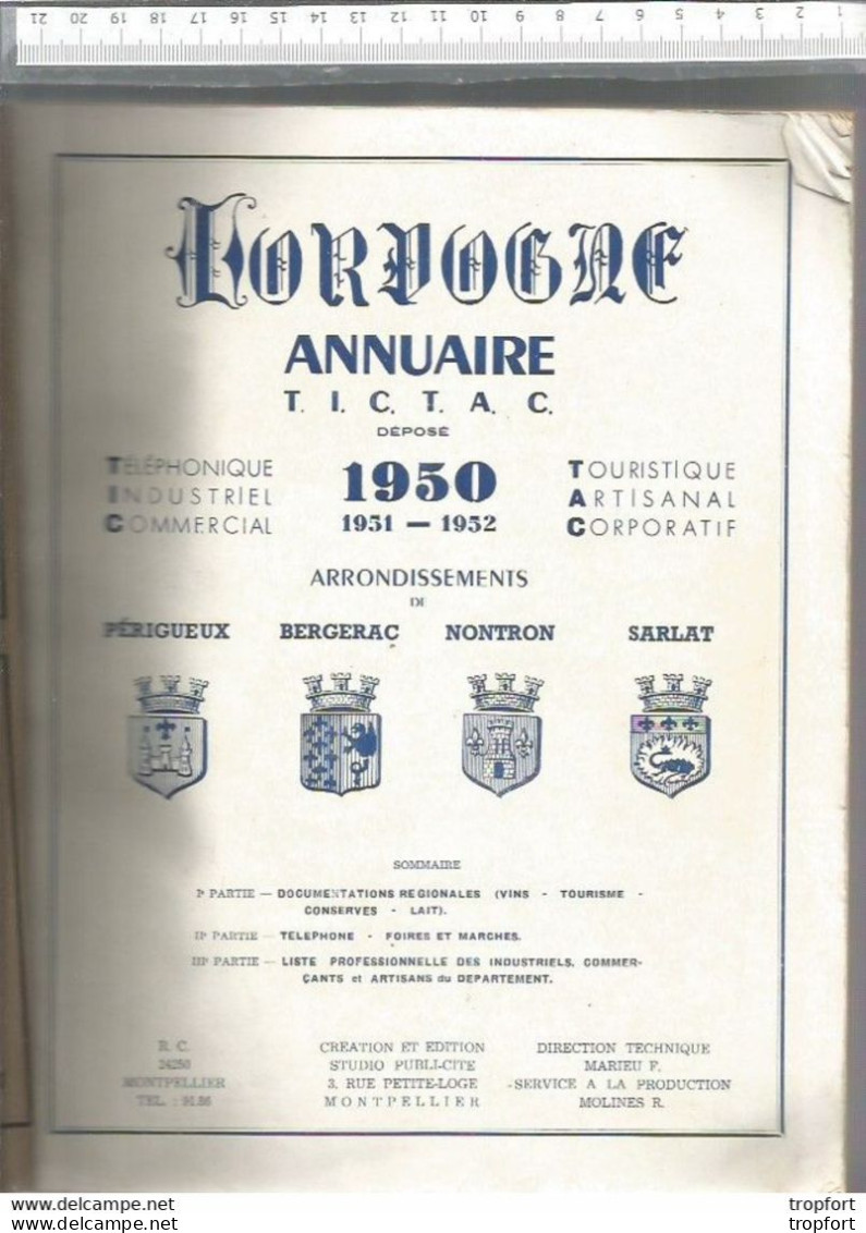 Superbe Annuaire Téléphonique De La DORDOGNE Sarlat Nontron Bergerac Périgueux 200 Pages!! - Telefoonboeken