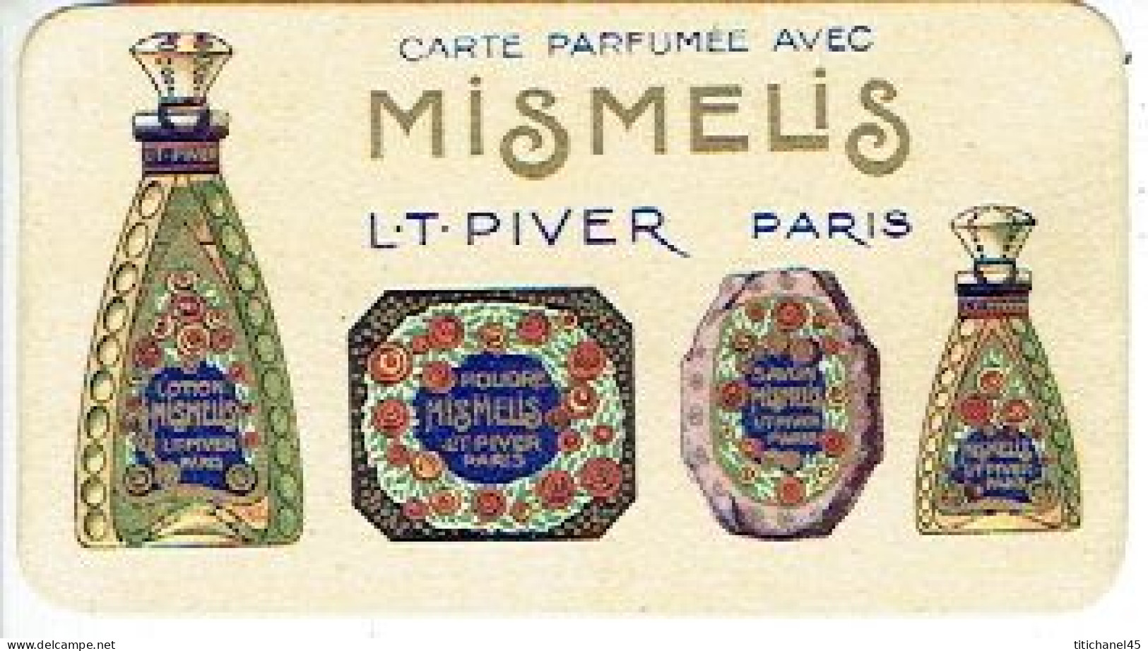 Carte Parfum MISMELIS De L.T. PIVER - Carte Offerte Par "Au Peigne D'or" Parfumerie à Courtrai - Vintage (until 1960)