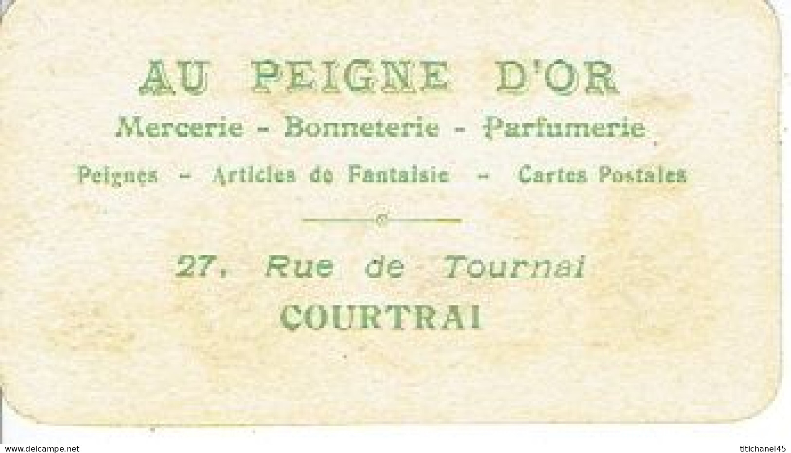 Carte Parfum MISMELIS De L.T. PIVER - Carte Offerte Par "Au Peigne D'or" Parfumerie à Courtrai - Vintage (until 1960)