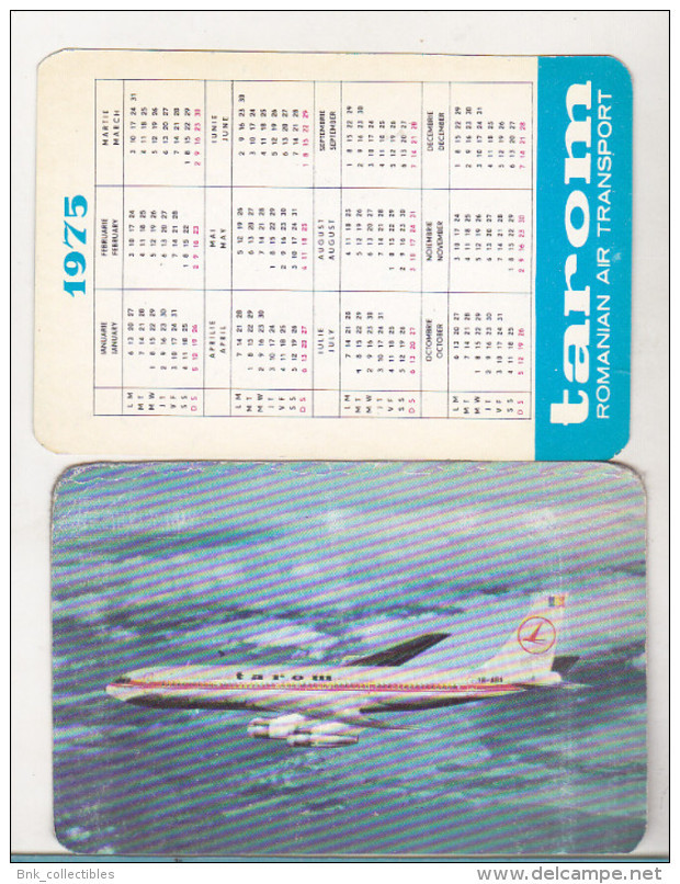 Romanian Small Calendar - 1975 TAROM Romanian Airlines - Tamaño Pequeño : 1971-80
