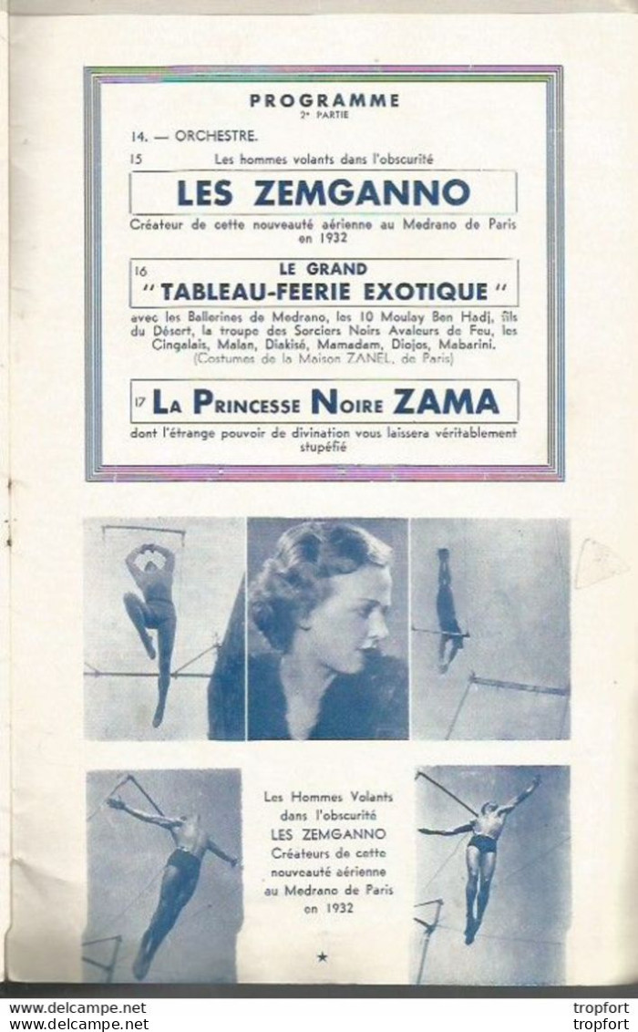 Vintage Old french Circus program 1937 / Programme Cirque MEDRANO Fratellini ZAMA TRUBKA