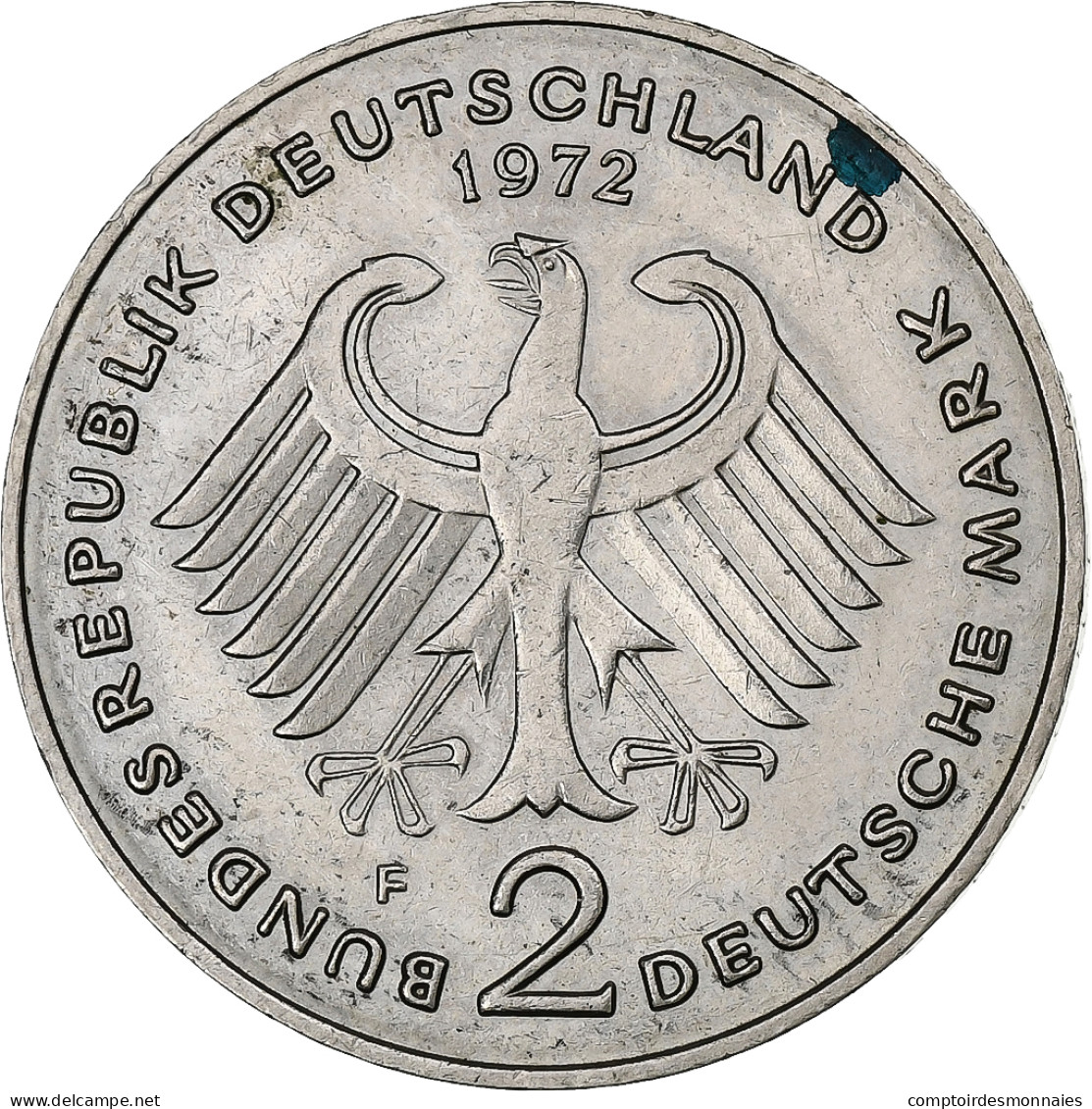 République Fédérale Allemande, 2 Mark, 1972, Stuttgart, Copper-Nickel Clad - 2 Mark