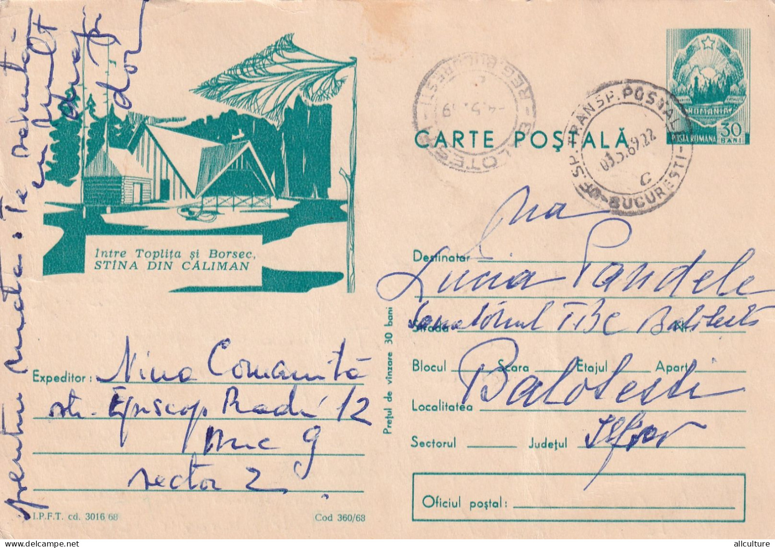 A24457 -  INTRE TOPLITA SI BORSEC STANA DIN CALIMAN  Postal Stationery  Romania 1967 - Interi Postali