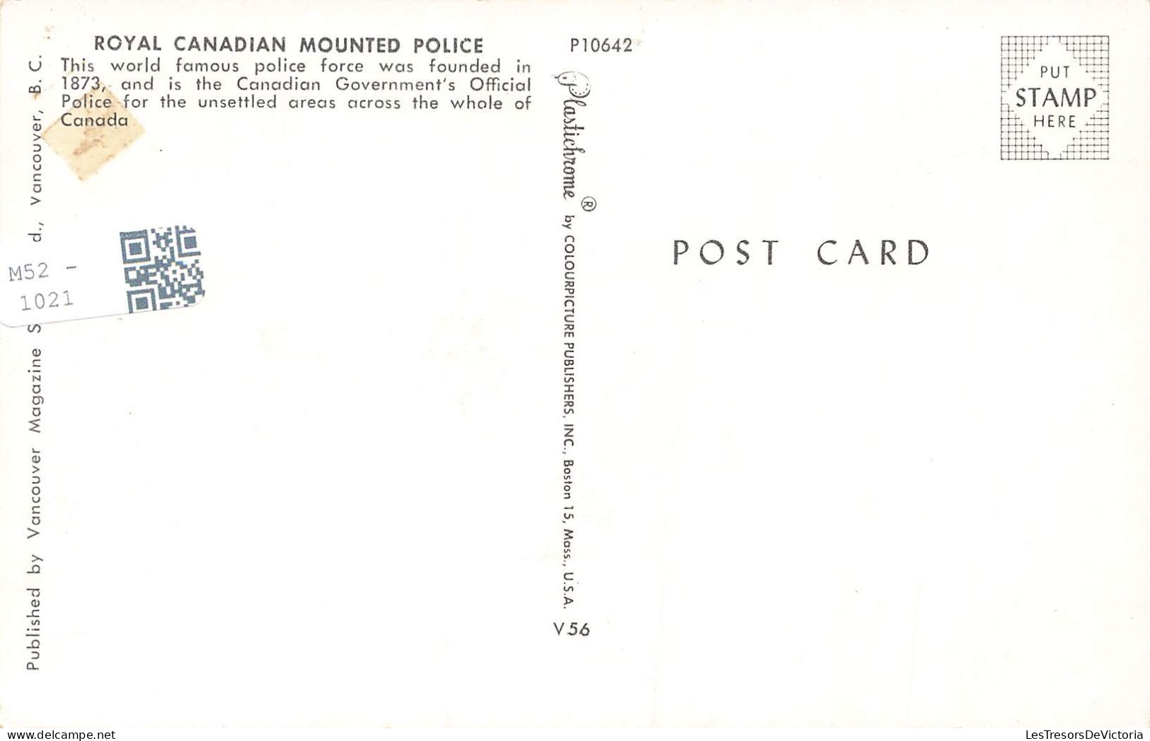 MILITARIA - Royal Canadian Mounted Police - Carte Postale - Autres & Non Classés