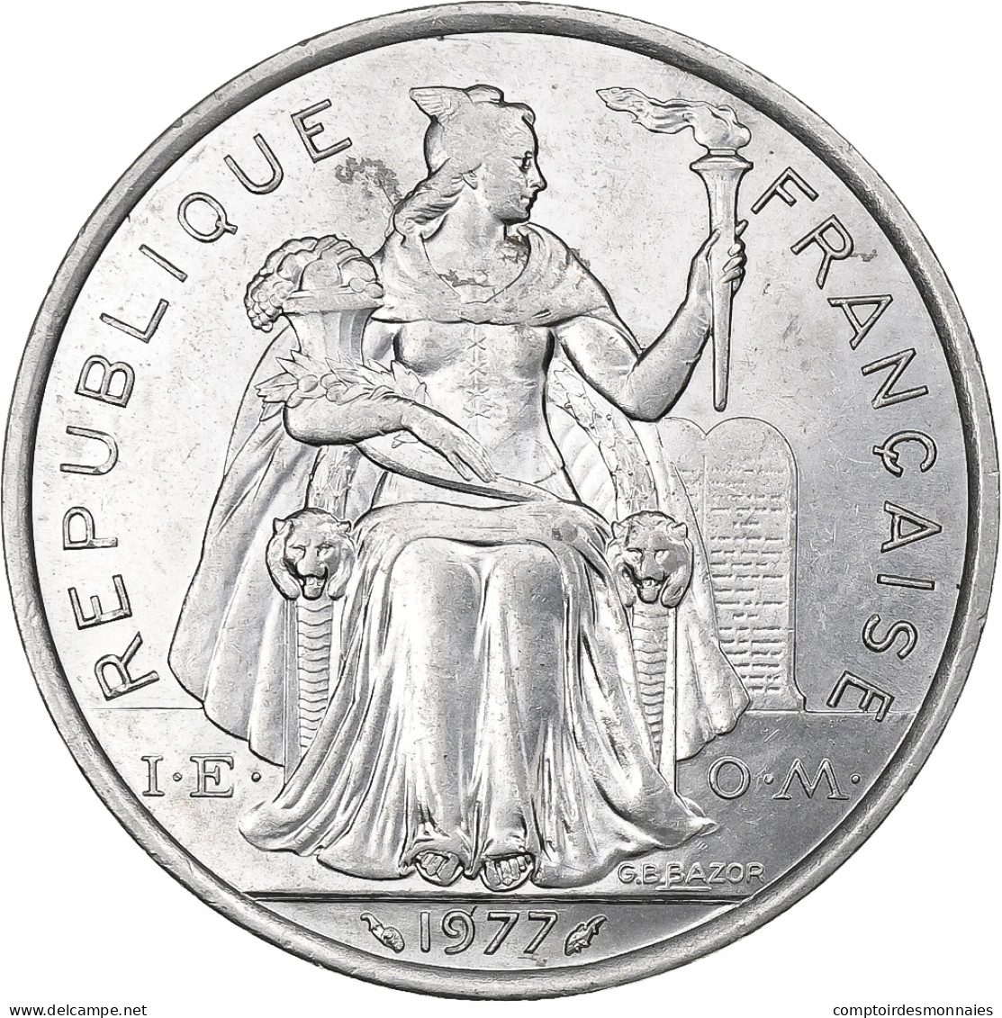 Polynésie Française, 5 Francs, 1977, Paris, Aluminium, SUP, KM:12 - French Polynesia