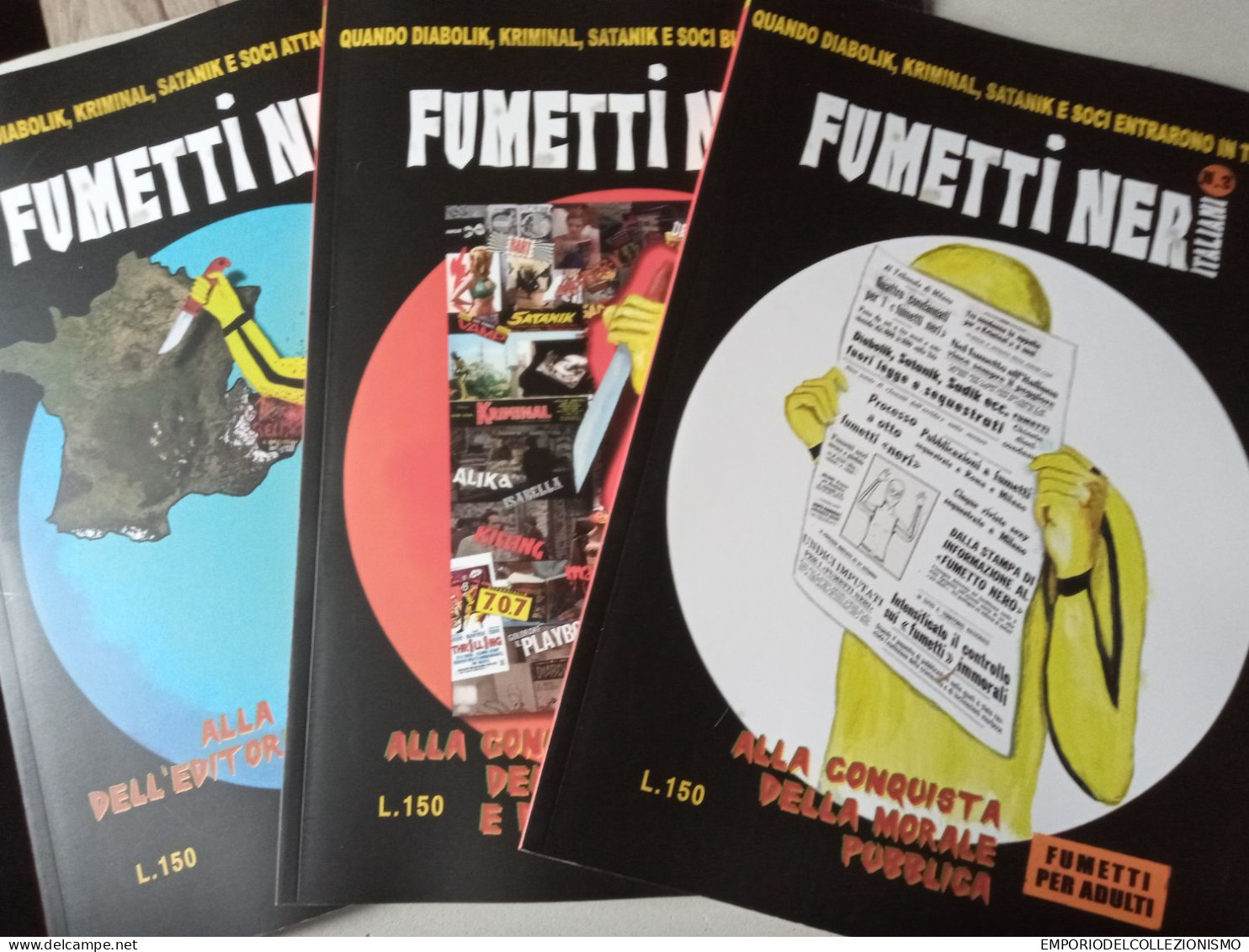 3 Libri Fumetti Neri Italiani Diabolik Kriminal Satanik Alika Zakimort Vamp Demoniak Sadik Jnfernal Killing Genius Bang - Diabolik